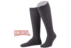 Lusana Trachtensocken Trachtenkniestrümpfe L340 Dunkelgrau/Schwarz/Grau/Gelb/Braun