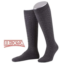 Lusana Trachtensocken Trachtenkniestrümpfe L340 Dunkelgrau/Schwarz/Grau/Gelb/Braun