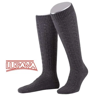 Lusana Trachtensocken Trachtenkniestrümpfe L340 Dunkelgrau/Schwarz/Grau/Gelb/Braun