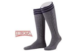 Lusana Trachtensocken Trachtenstrümpfe Lila/Dunkelblau/Rosa/Grau