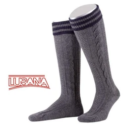 Lusana Trachtensocken Trachtenstrümpfe Lila/Dunkelblau/Rosa/Grau