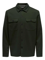 ONLY & SONS Langarmhemd New Kodyl ONSNEWKODYL OVERSHIRT SWEAT NOOS Dunkelgrün/Grün