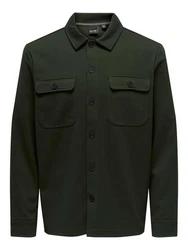 ONLY & SONS Langarmhemd New Kodyl ONSNEWKODYL OVERSHIRT SWEAT NOOS Dunkelgrün/Grün