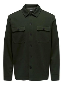 ONLY & SONS Langarmhemd New Kodyl ONSNEWKODYL OVERSHIRT SWEAT NOOS Dunkelgrün/Grün