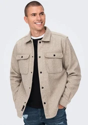 ONLY & SONS Langarmhemd Ash Beige/Khaki/Braun