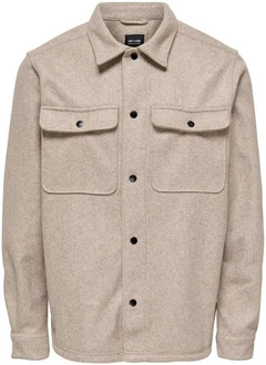 ONLY & SONS Langarmhemd Ash Beige/Khaki/Braun