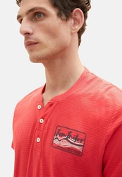 TOM TAILOR Henleyshirt T-Shirt Kurzarmshirt Rot/Orange