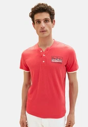 TOM TAILOR Henleyshirt T-Shirt Kurzarmshirt Rot/Orange