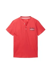 TOM TAILOR Henleyshirt T-Shirt Kurzarmshirt Rot/Orange