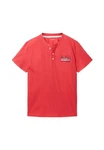 TOM TAILOR Henleyshirt T-Shirt Kurzarmshirt Rot/Orange
