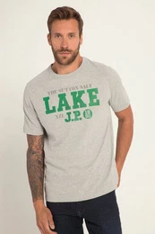 T-Shirt T-Shirt Halbarm Melangejersey LAKE Print Rundhals