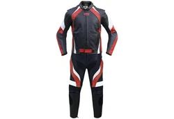German Wear Motorradkombi GW415K 2-teilig Biker Lederkombi Rot/Hellblau/Blau/Schwarz