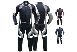 German Wear Motorradkombi GW415K 2-teilig Biker Lederkombi Hellblau/Blau/Dunkelblau