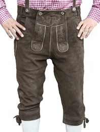 Trachtenlederhose GW801 Trachtenlederhose Wildbockleder Dunkelbraun