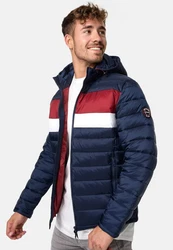 Indicode Herren Hampshire Steppjacke Dunkelblau/Rot/Hellblau