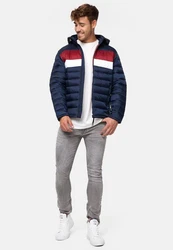 Indicode Herren Hampshire Steppjacke Dunkelblau/Rot/Hellblau