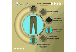 German Wear Lederhose GW601 Jägerhose Jagdhose Khaki/Dunkelgrün