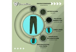 German Wear Lederhose GW601 Jägerhose Jagdhose Dunkelgrün/Grün/Khaki
