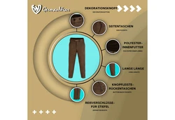 German Wear Lederhose GW601 Jägerhose Jagdhose Khaki/Braun