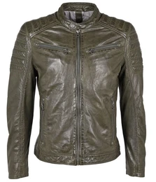 Lederjacke GMChesto Herrenjacke im Biker-Look aus Lammnappa Leder