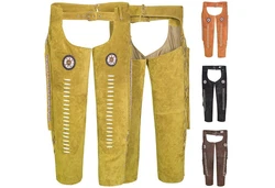 German Wear Lederhose GW957T Chaps Reiter Cowboy Western  Braun/Khaki/Beige