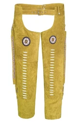 German Wear Lederhose GW957T Chaps Reiter Cowboy Western  Braun/Khaki/Beige