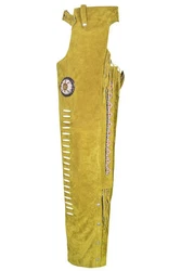 German Wear Lederhose GW957T Chaps Reiter Cowboy Western  Braun/Khaki/Beige