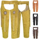 German Wear Lederhose GW957T Chaps Reiter Cowboy Western  Braun/Khaki/Beige