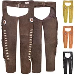 German Wear Lederhose GW957T Chaps Reiter Cowboy Western  Braun/Khaki/Dunkelbraun