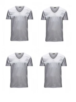 Jack & Jones T-Shirt (4er Pack) Grau/Dunkelgrau/Silber/Hellgrau
