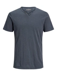 Jack & Jones T-Shirt JJESPLIT NECK TEE Dunkelblau/Grau/Blau/Dunkelgrau