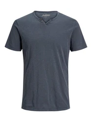 Jack & Jones T-Shirt JJESPLIT NECK TEE Dunkelblau/Grau/Blau/Dunkelgrau