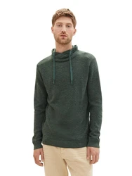 TOM TAILOR Strickpullover Stehkragen Khaki/Dunkelgrün
