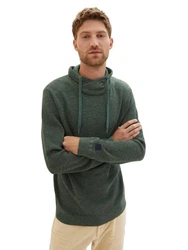 TOM TAILOR Strickpullover Stehkragen Khaki/Dunkelgrün
