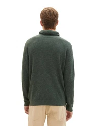 TOM TAILOR Strickpullover Stehkragen Khaki/Dunkelgrün