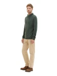 TOM TAILOR Strickpullover Stehkragen Khaki/Dunkelgrün