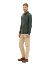 TOM TAILOR Strickpullover Stehkragen Khaki/Dunkelgrün