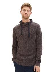 TOM TAILOR Strickpullover Stehkragen Dunkelrot/Braun/Hellblau/Rot/Bordeaux