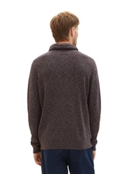 TOM TAILOR Strickpullover Stehkragen Dunkelrot/Braun/Hellblau/Rot/Bordeaux