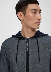 s.Oliver Strickjacke mit Reißverschluss und Two-Tone-Struktur Dunkelblau/Dunkelgrau/Grau/Hellgrau