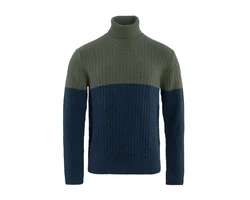 LIVING CRAFTS Rollkragenpullover PATRIZIO Dunkelgrün/Türkis/Blau