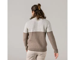 LIVING CRAFTS Rollkragenpullover PATRIZIO Beige/Grau/Braun