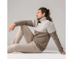 LIVING CRAFTS Rollkragenpullover PATRIZIO Beige/Grau/Braun