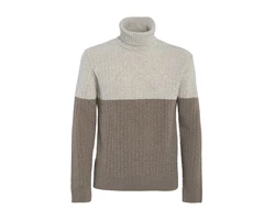 LIVING CRAFTS Rollkragenpullover PATRIZIO Beige/Grau/Braun