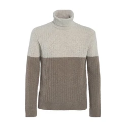 LIVING CRAFTS Rollkragenpullover PATRIZIO Beige/Grau/Braun