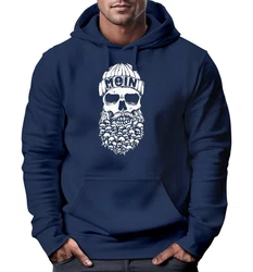 Neverless Hoodie Herren Totenkopf Nordisch Moin Hamburg Dialekt Skull Anker Dunkelblau/Blau