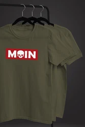 Neverless Print-Shirt Herren T-Shirt Schriftzug Moin Skull Totenkopf Parodie Dunkelgrün/Beige/Khaki/Grün