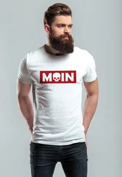 Neverless Print-Shirt Herren T-Shirt Schriftzug Moin Skull Totenkopf Parodie Beige/Rot/Weiß/Hellblau