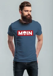 Neverless Print-Shirt Herren T-Shirt Schriftzug Moin Skull Totenkopf Parodie Hellblau