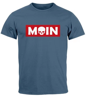 Neverless Print-Shirt Herren T-Shirt Schriftzug Moin Skull Totenkopf Parodie Hellblau Neverless Print-Shirt Herren T-Shirt Schriftzug Moin Skull Totenkopf Parodie Hellblau